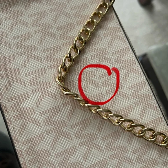 Michael Kors Monogram Nude Pink Leather Fanny Pack Belt with Gold Chain Zipper - Picture 8 of 9